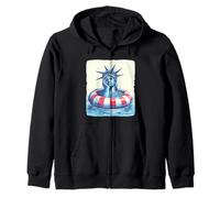 Bonita Estatua de la Libertad con Anillo de Piscina para los Amantes de Las Vacaciones Sudadera con Capucha