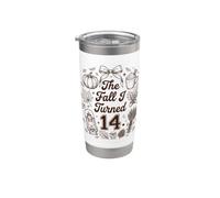 Bonita fiesta de cumpleaños otoñal de The Fall I Turned 14 Vaso térmico de acero inoxidable de doble pared