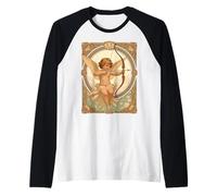 Bonita Figura de querubín Estilo Vintage Art Nouveau Camiseta Manga Raglan