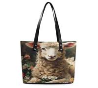 Bonita flor de oveja-1 Realmente necesito todas estas cabras Bolso de mano para mujer Bolso de hombro de cuero moderno para mujer Adecuado para el trabajo