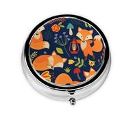 Bonita flor de zorro animal. Este pequeño pastillero redondo es un organizador portátil de medicamentos de viaje con tres compartimentos para almacenar medicamentos diarios.