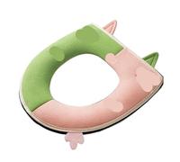 Bonita funda de asiento de inodoro con diseño de gato de dibujos animados, cálida y con asa, alfombrilla de inodoro de felpa gruesa, cojín universal for inodoro, accesorios de baño(Yellow Pink)