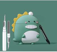 Bonita Funda de Dinosaurio para Airpod de 2ª generación de 1ª generación, Divertida Funda de Dibujos Animados 3D Kawaii Cool Airpods con Kit de Limpieza y Llavero para Apple Air pod Gen 2 y 1 para