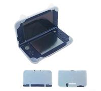 Bonita funda de silicona con patrón de gato 3D para 3DS Ll XL, ofrece protección de cuerpo completo y agarre cómodo en tono morado (blanco translúcido)