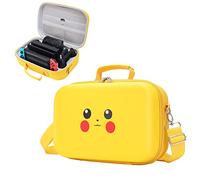 Bonita funda de viaje compacta y rígida, bolsa de almacenamiento amarilla Kawaii compatible con Nintendo Switch/Switch OLED, funda de viaje portátil con correa (18 ranuras para tarjetas de juego).
