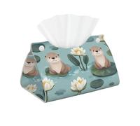 Bonita funda larga para caja de pañuelos de nutria marina, soporte de pañuelos de piel sintética, elegante dispensador de pañuelos para baño, sala de estar, oficina, dormitorio, uso en el coche