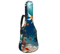 Bonita funda para guitarra acústica de 40/41/42 pulgadas con compartimento para accesorios, cierre de cremallera, bolsa impermeable con capa protectora, bonito pez dorado, multicolor, 42.9x16.9x4.7