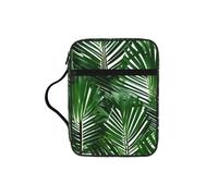 Bonita funda para la Biblia con estampado de hojas de palma verde, funda de transporte con asa duradera, bolsa protectora de la iglesia para hombres y mujeres