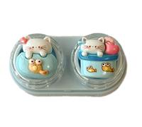 Bonita funda para lentes y aplicador de ventosa para herramientas de extracción de lentes suaves, Blue Little Cat