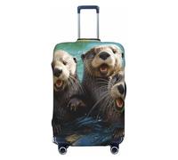 Bonita funda para maleta con estampado de nutria, adecuada para equipaje de 46 a 82 cm, Black, M
