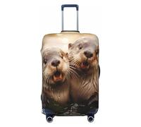 Bonita funda para maleta con estampado de nutria, adecuada para equipaje de 46 a 82 cm, Black, XL