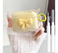 Bonita funda transparente para AirPods Pro 3 Gen, diseño de lazo 3D femenino, TPU suave, a prueba de golpes, funda Kawaii para Apple iPod Pro de 3ª generación con bolígrafo limpiador y llavero, para