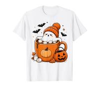 Bonita Gorra con Forma de pompón para baño, Chocolate Caliente y Naranja, Spooky Ghost Camiseta