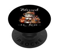 Bonita Gorra y Gatito Blanco Vintage de Blessed Is Best para otoño y otoño PopSockets PopGrip Adhesivo