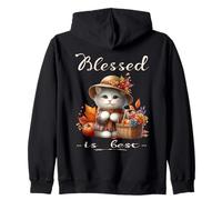 Bonita Gorra y Gatito Blanco Vintage de Blessed Is Best para otoño y otoño Sudadera con Capucha