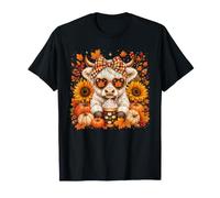 Bonita Granja de Highland Cow para otoño, otoño, Calabaza, Especias y Girasoles Camiseta