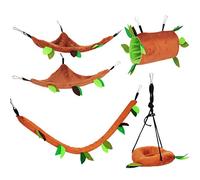 Bonita hamaca para mascotas, cama tipo túnel, suave para invierno, cálida, para colgar, para dormir, columpio, hámster, ardilla, chinchilla, 5 kits de juguetes para el abbito, juguetes para masticar