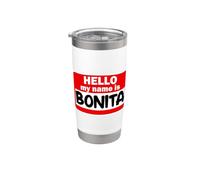 Bonita Hello Hi My Name Is - Camiseta con nombre personalizado Vaso térmico de acero inoxidable de doble pared