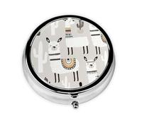 Bonita jirafa con gafas de sol de colores divertidos, pastillero redondo, mini pastillero portátil, organizador de medicamentos de viaje