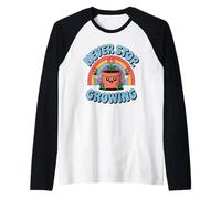 Bonita maceta con forma de arcoíris que nunca dejes de cultivar Camiseta Manga Raglan