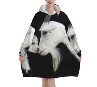 Bonita manta de felpa con capucha de cabra para bebé con madre, franela antibolitas, acogedora ropa de descanso con bolsillo canguro para clima frío