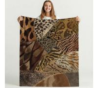 Bonita Manta de Forro Polar de Moderno para sofá de Viaje, Frazada de Sherpa con patrón de Abstracto Patrón de pelaje animal, Blanket de Felpa con diseño de Marrón Animados, decoración 150cm x 150cm