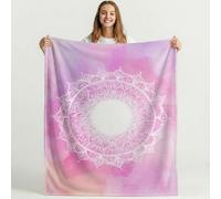 Bonita Manta de Forro Polar de Soñador para sofá de Viaje, Frazada de Sherpa con patrón de Acuarela Cariño Mandala, Blanket de Felpa con diseño de Rosa Blanco Animados, decoración 150cm x 150cm