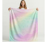 Bonita Manta de Forro Polar de Soñador para sofá de Viaje, Frazada de Sherpa con patrón de Suave Tranquilo Mandala, Blanket de Felpa con diseño de Multicolor Animados, decoración 150cm x 150cm