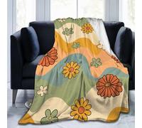 Bonita manta floral de olas de los años 70, suave, ligera, acogedora manta de franela para sofá, viajes, hogar, habitación, decoración de dormitorio, regalos para niñas, mujeres, niños y adultos, 60 x