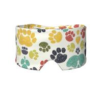 Bonita máscara colorida con diseño de huellas de perro para dormir y ojeras, diadema ajustable para yoga, viajes, mantiene el calor y la sombra cómoda