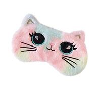 Bonita máscara de dormir de animales de felpa suave con los ojos vendados, lindo conejo, panda koala, sombra de ojos para niños, adolescentes, niñas y mujeres (gato de ojos grandes)