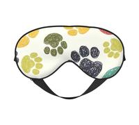 Bonita máscara de ojos colorida con estampado de huellas de perro, transpirable, ajustable, para hombres y mujeres, ligera, para viajes, yoga, trabajo