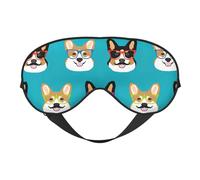 Bonita máscara de ojos con estampado de gafas de corgi y bigotes, suave y transpirable, adecuada para la siesta, viajes y sueño nocturno