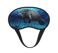 Bonita máscara de ojos con estampado de manatí con borde negro, con buen efecto de sombreado, es una opción ideal para viajes, meditación, etc