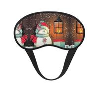 Bonita máscara de ojos con estampado de muñeco de nieve con borde negro, con buen efecto de sombreado, es una opción ideal para viajes, meditación, etc