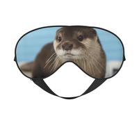 Bonita máscara de ojos con estampado de nutria, cómoda, correa ajustable, siesta, noche, viajes, camping, yoga y relajación