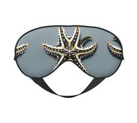 Bonita máscara de ojos de doble cara con estampado de estrellas de mar, bloqueo suave y ligero para mejorar la calidad del sueño