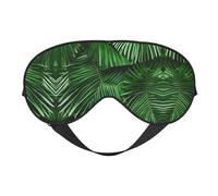 Bonita máscara de ojos de doble cara con estampado de hojas de palma verde, bloqueo suave y ligero para mejorar la calidad del sueño