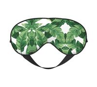 Bonita máscara de ojos de doble cara con estampado de hojas de palma verde, versátil y versátil para dormir, ideal para yoga, camping, para dormir