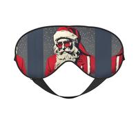 Bonita máscara de ojos de doble cara con estampado de Papá Noel, bloqueo suave y ligero para mejorar la calidad del sueño