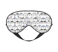 Bonita máscara de ojos suave con estampado de pingüino, cubierta suave de doble cara para dormir, viajes, yoga, correa ajustable, bloquea la luz