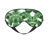 Bonita máscara de seda para dormir con hojas de palma verde, correa elástica, viaje y siesta, sombra de ojos suave para viajes, yoga y siesta