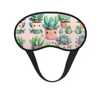 Bonita máscara opaca para dormir con estampado de plantas suculentas, cómoda cubierta para los ojos, ajustable, perfecta para viajes, meditación y camping