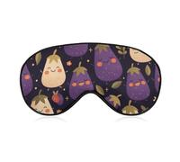 Bonita máscara para dormir con forma de berenjena de dibujos animados, máscara elástica para dormir opaca para una noche de sueño completo, viajes y siestas