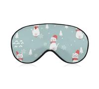 Bonita máscara para dormir con forma de gato de Papá Noel para Navidad, copo de nieve de invierno, antifaz para dormir suave y ajustable para adultos, para hombres y mujeres, para viajes, juegos de si
