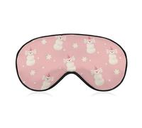 Bonita máscara para dormir con muñecos de nieve, axolotl, copos de nieve navideños sobre una venda rosa para los ojos para adultos, máscara para dormir suave y ajustable para hombres y mujeres, juegos