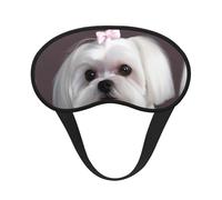 Bonita máscara para dormir de perro maltés, suave y cómoda, con correa ajustable, opaca, para mujeres, niñas, hombres, viajes, yoga, siesta, trabajo