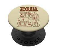 Bonita Mascota Retro Tequila Shot con Sabor a limón y Sal de los 70 PopSockets PopGrip Adhesivo