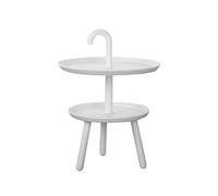 Bonita mesa auxiliar de 2 capas con asa portátil, moderno almacenamiento de aperitivos, material de polipropileno decorativo para sala de estar