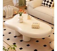 Bonita mesa de café en forma de nube, moderna, blanca crema, pequeña para decoración del hogar, con 3 patas, para sala de estar, balcón, interior